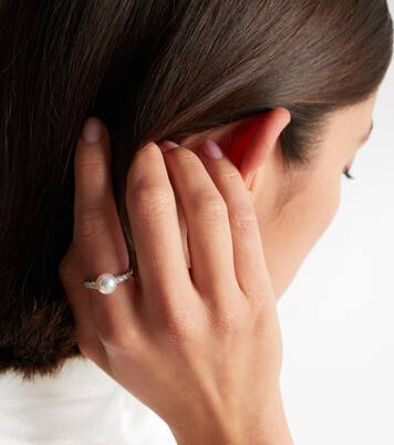 Bague en or blanc 18 ct à perles et diamants | Mikimoto