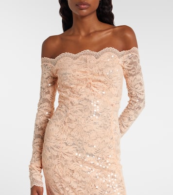 Off-Shoulder-Midikleid aus Spitze | Rabanne