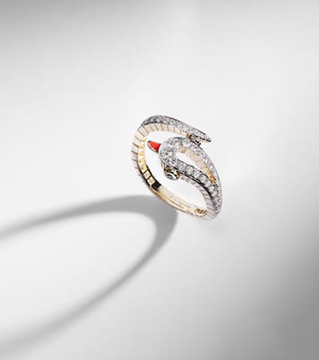 Python 9kt gold ring with diamonds | Yvonne Léon