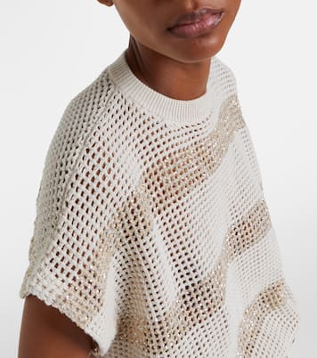 Pullover in cotone con paillettes | Brunello Cucinelli