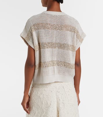 Pullover in cotone con paillettes | Brunello Cucinelli