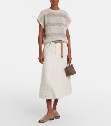 Pullover in cotone con paillettes | Brunello Cucinelli