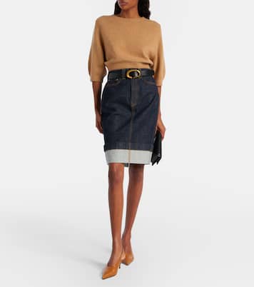 Kendra 데님 미디 스커트 | Khaite