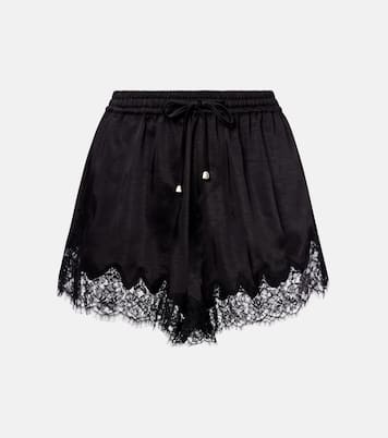Lace-trimmed satin shorts | Self-Portrait