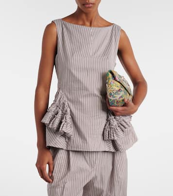 Top de algodón y seda a rayas con volantes | Dries Van Noten