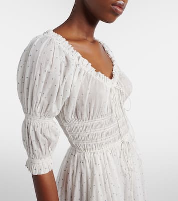 Ischia gathered polka-dot cotton midi dress | Dôen