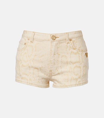Short en denim à imprimé serpent | Roberto Cavalli