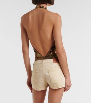 Short en denim à imprimé serpent | Roberto Cavalli