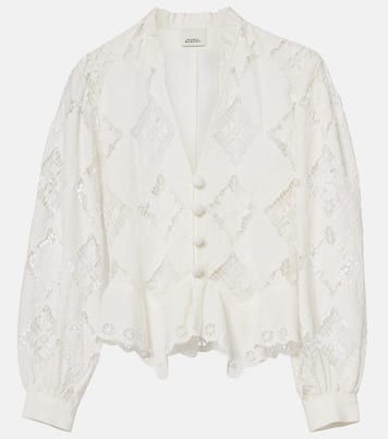 Nina broderie anglaise cotton and linen blouse | Isabel Marant
