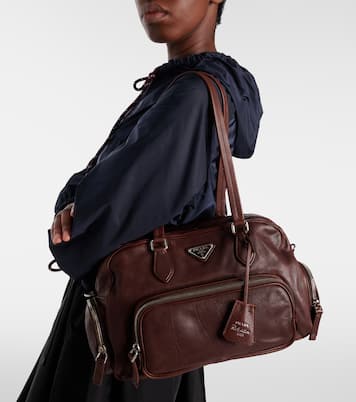 Large leather shoulder bag | Prada