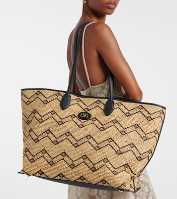 VLogo Large raffia tote bag | Valentino Garavani