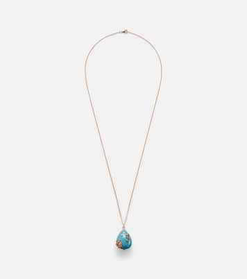 Pendentif L'océan 9kt gold necklace with turquoise, diamonds, and gemstones | Yvonne Léon
