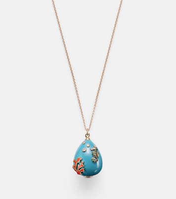Pendentif L'océan 9kt gold necklace with turquoise, diamonds, and gemstones | Yvonne Léon