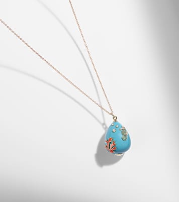 Pendentif L'océan 9kt gold necklace with turquoise, diamonds, and gemstones | Yvonne Léon