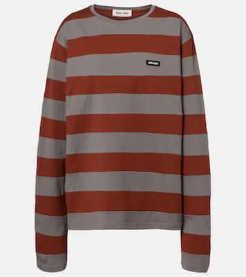 Striped cotton jersey T-shirt | Miu Miu