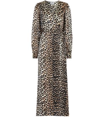 Robe portefeuille imprimée en soie stretch | Ganni