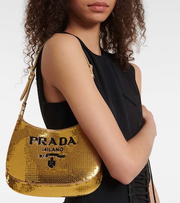 Borsa Cleo Medium con paillettes | Prada