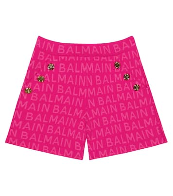 Logo jacquard cotton-blend shorts | Balmain Kids