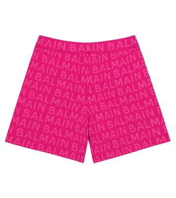 Logo jacquard cotton-blend shorts | Balmain Kids