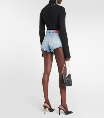 Shorts en denim de tiro alto adornados | Alessandra Rich