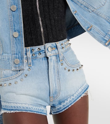 Shorts en denim de tiro alto adornados | Alessandra Rich