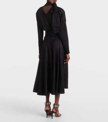 颈部系带真丝混纺中长连衣裙 | Alaïa