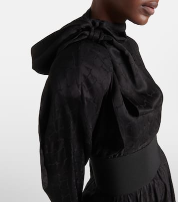 颈部系带真丝混纺中长连衣裙 | Alaïa