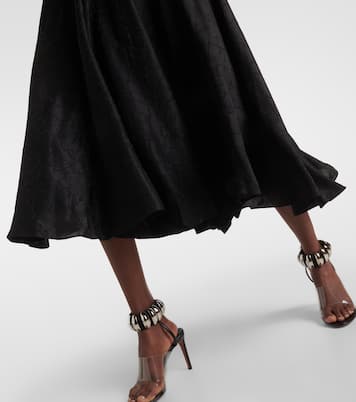 颈部系带真丝混纺中长连衣裙 | Alaïa