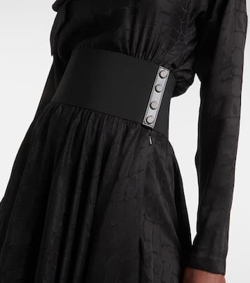 颈部系带真丝混纺中长连衣裙 | Alaïa