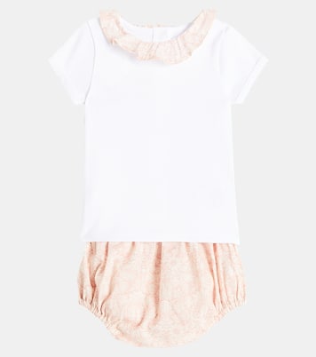 Baby cotton top, bloomers and rattle set  | Bonpoint