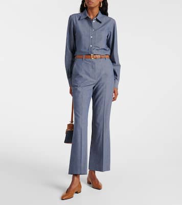 Pantaloni flared Nash in chambray | Loro Piana