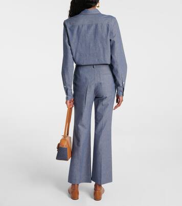 Pantaloni flared Nash in chambray | Loro Piana