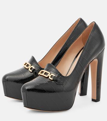 Croc-effect patent leather platform pumps | Tom Ford