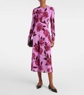 Robe midi en crêpe à fleurs | Erdem