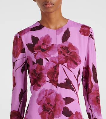 Robe midi en crêpe à fleurs | Erdem