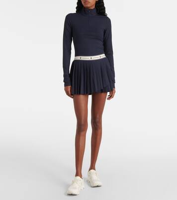 Pleated jacquard jersey tennis skirt | Tory Sport