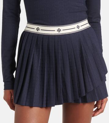 Pleated jacquard jersey tennis skirt | Tory Sport