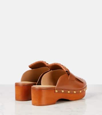 VLogo fringed leather clogs | Valentino Garavani