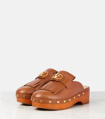 VLogo fringed leather clogs | Valentino Garavani
