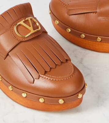VLogo fringed leather clogs | Valentino Garavani