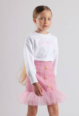Felpa in cotone con stampa | Balmain Kids