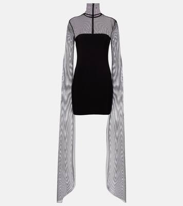Turtleneck jersey and mesh minidress | Norma Kamali