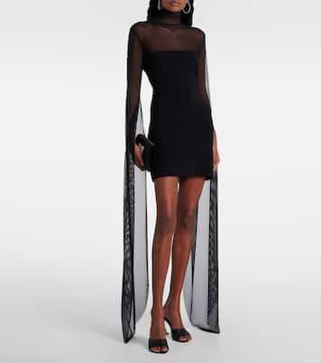 Turtleneck jersey and mesh minidress | Norma Kamali