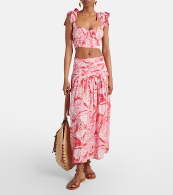 Carla pleated printed crop top | Poupette St Barth