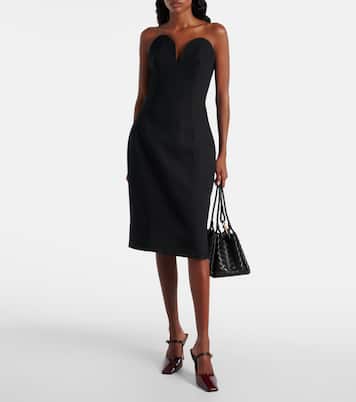 Vestido midi de lana sin tirantes | Bottega Veneta
