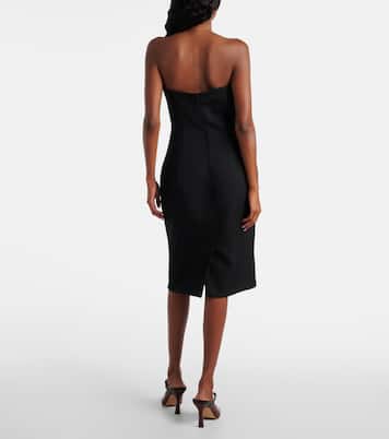 Vestido midi de lana sin tirantes | Bottega Veneta