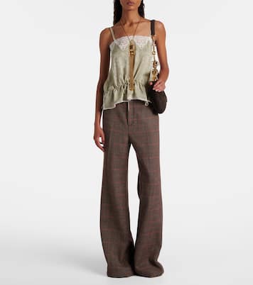 Checked high-rise wool flared pants | Chloé