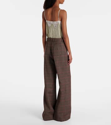 Checked high-rise wool flared pants | Chloé