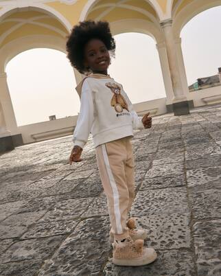 Set de sweat-shirt à capuche et pantalon de survêtement en coton mélangé | Monnalisa