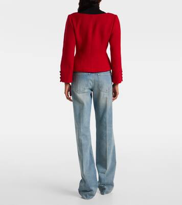 Bow-detail cropped wool-blend tweed jacket | Valentino